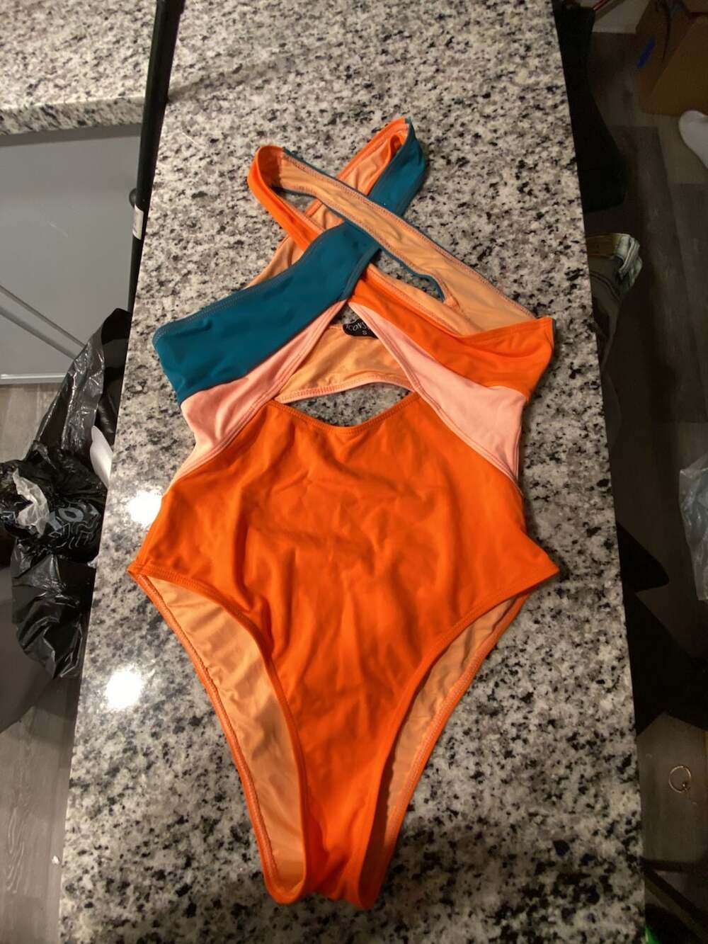 ICONSWIM Colorblock Cutout One Piece Swimsuit Size S